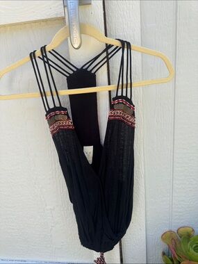We The Free Black Draped V-Neck Top